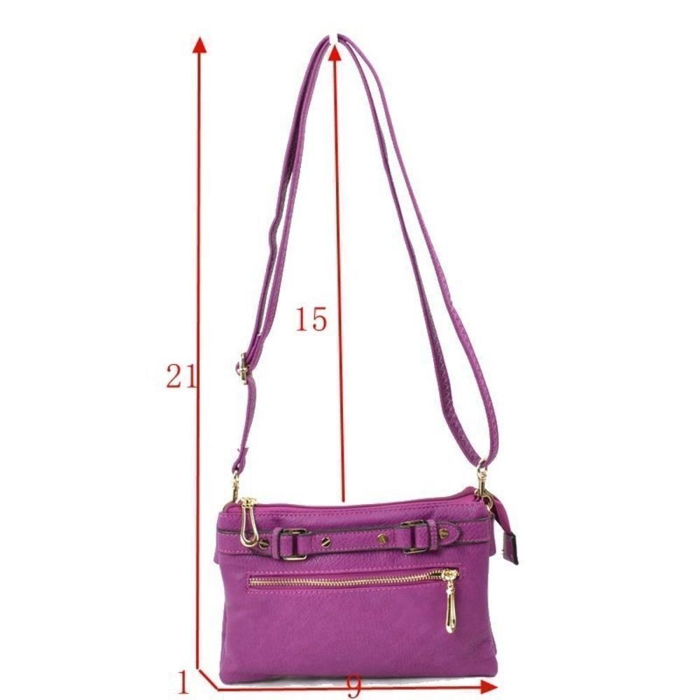 Small Buckle Front Crossbody Organizer Handbag - Picture 3 of 9